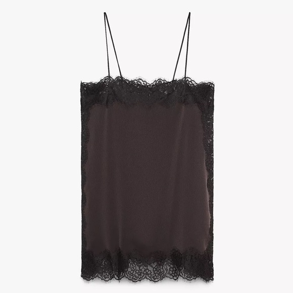 ZARA SATIN EFFECT LACE TOP ZW COLLECTION - Picture 7 of 13
